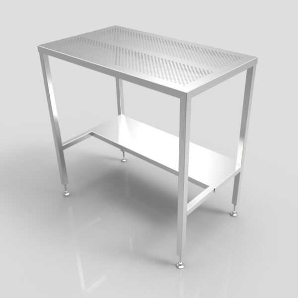 Perforated Table with Solid Half Shelf|
