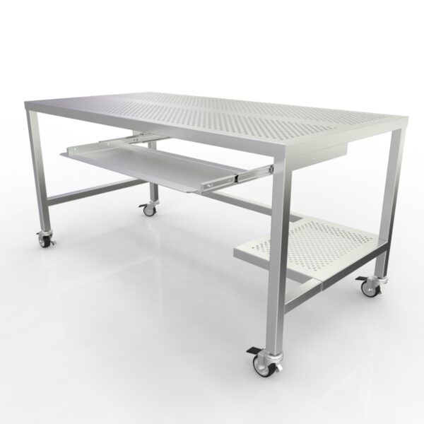 Table w/ Casters & Keyboard Shelf|