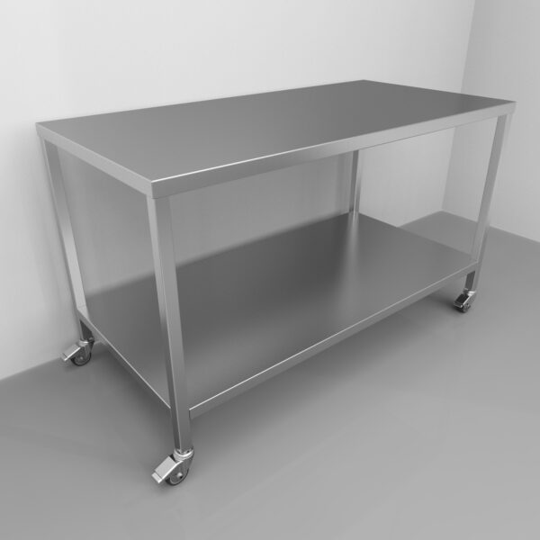 Solid Top Table w/ Shelf|
